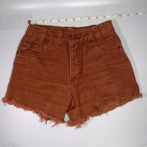 Vintage 90s Rust Orange/Brown Denim Frayed Hem Shorts